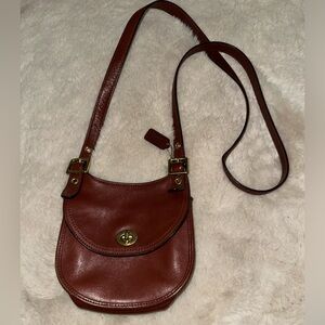 COACH
Women's Brown Legacy Leather Mini Crossbody Saddle Bag EUC Small Purse